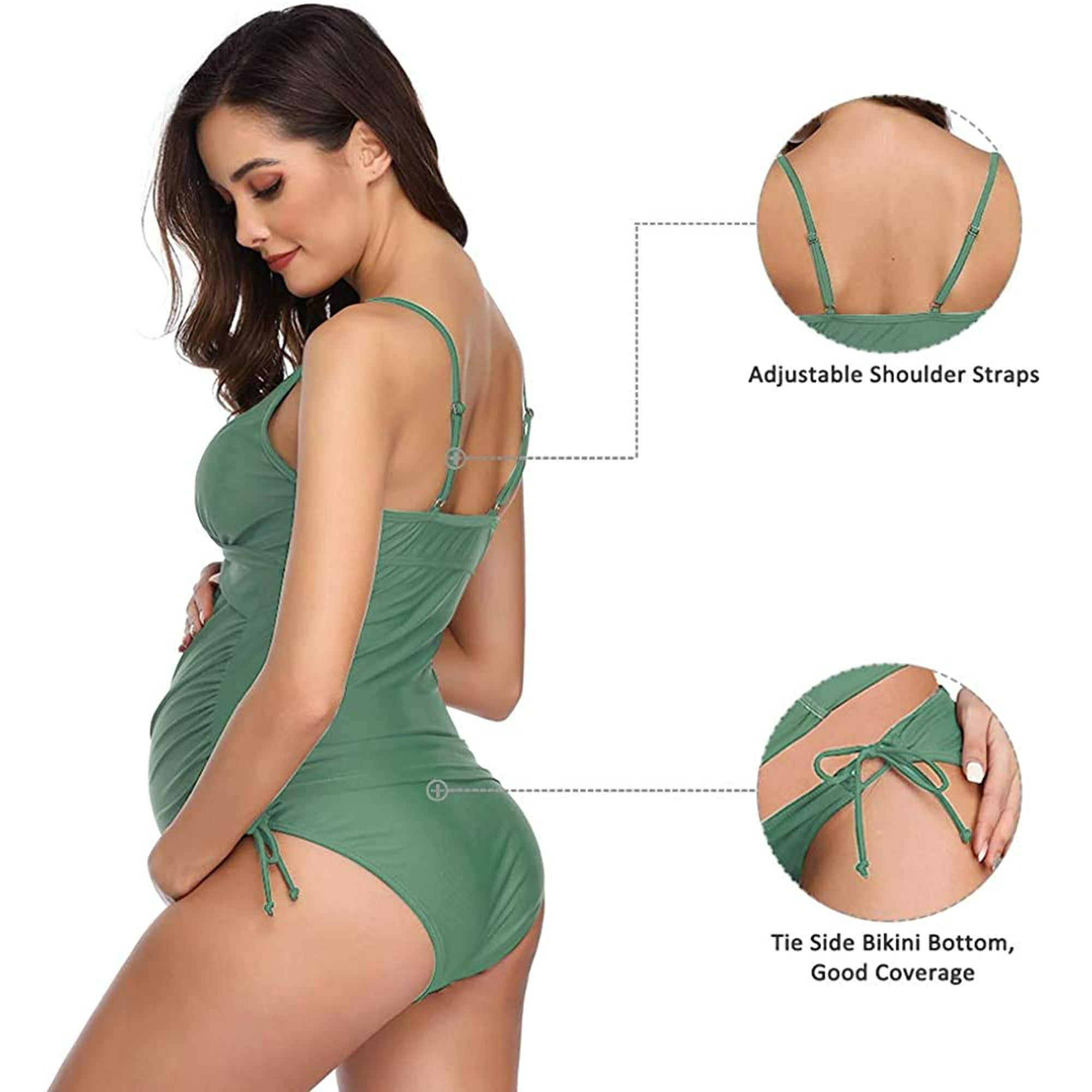 Solid Women's Maternity Swimsuit Retro Plum Wrap Front Tankini